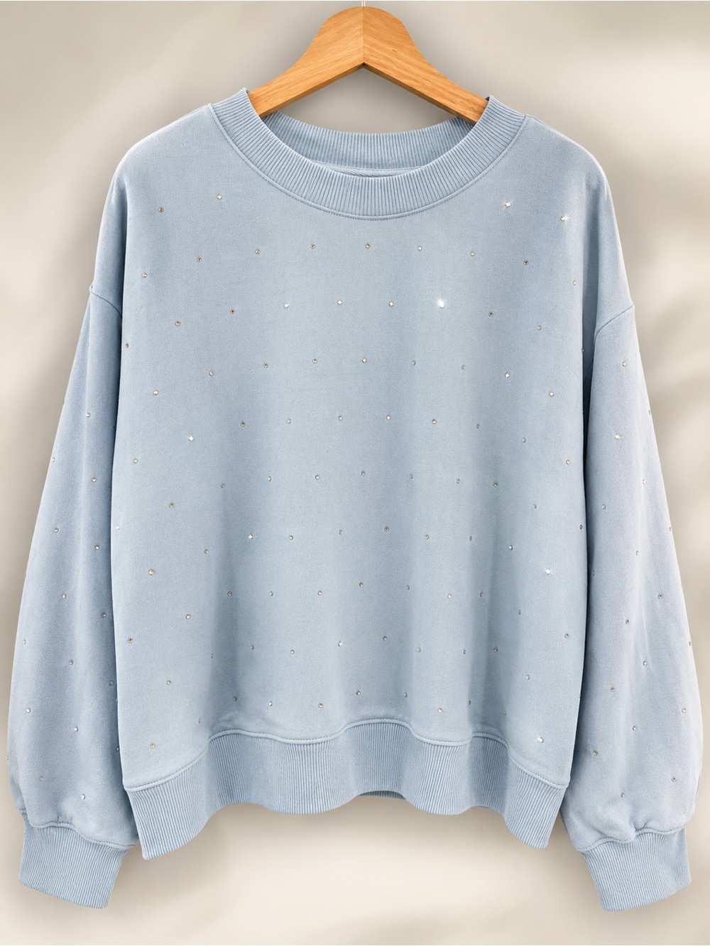 a new day Light Blue Gem Embellished Crewneck Sweatshirt XXL
